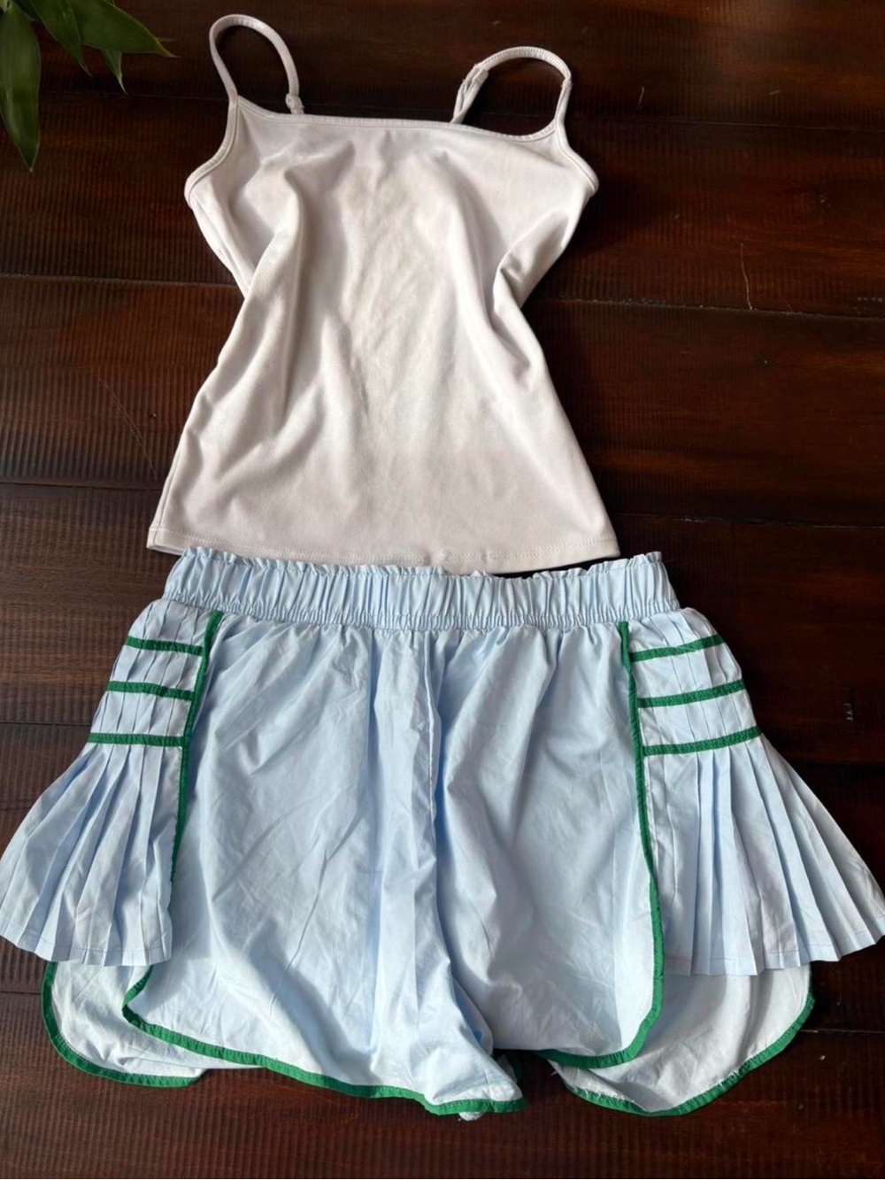 Light Blue Shorts with green trim
